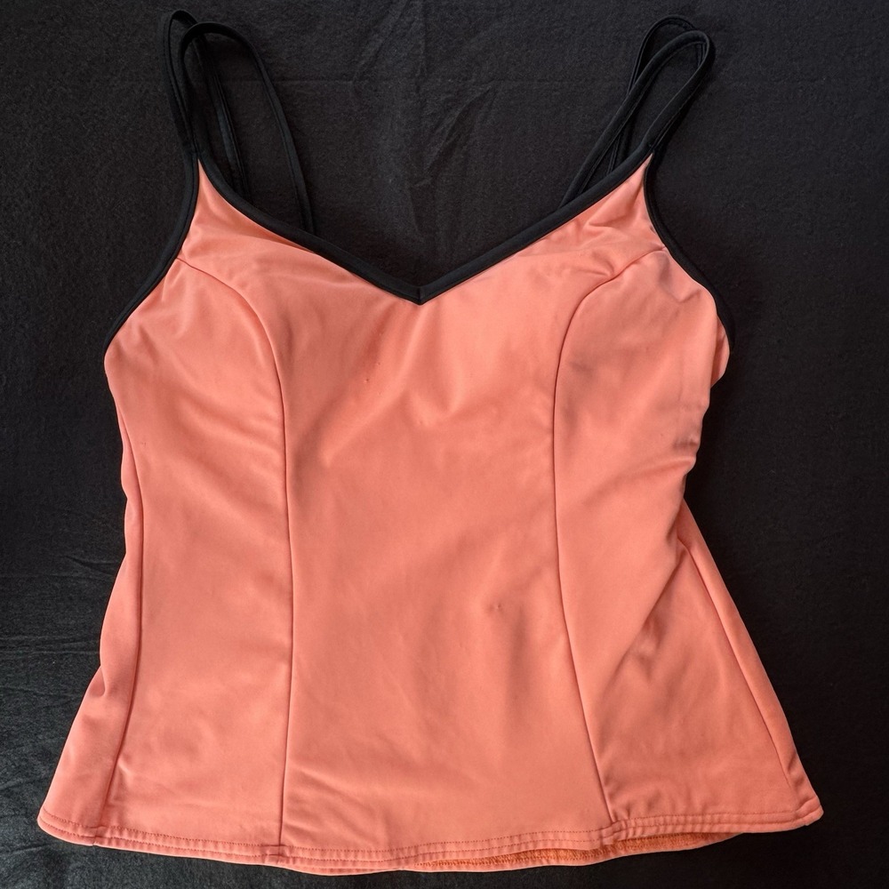MIRACLESUIT Tankini Womens 10 Florecent Orange Swim Top Beach Vacation Built Bra